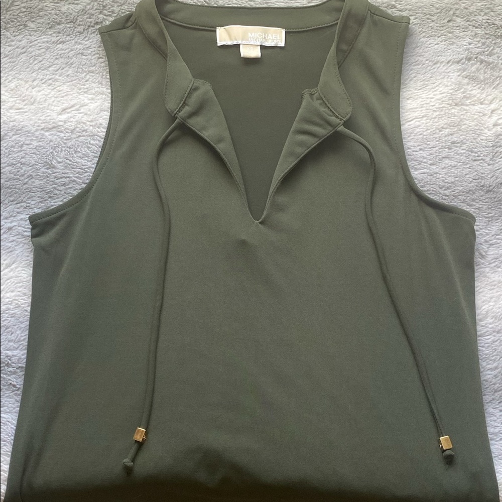 MICHAEL Michael Kors Olive Green Sleeveless Dress with Ruffled Trim Sz XS